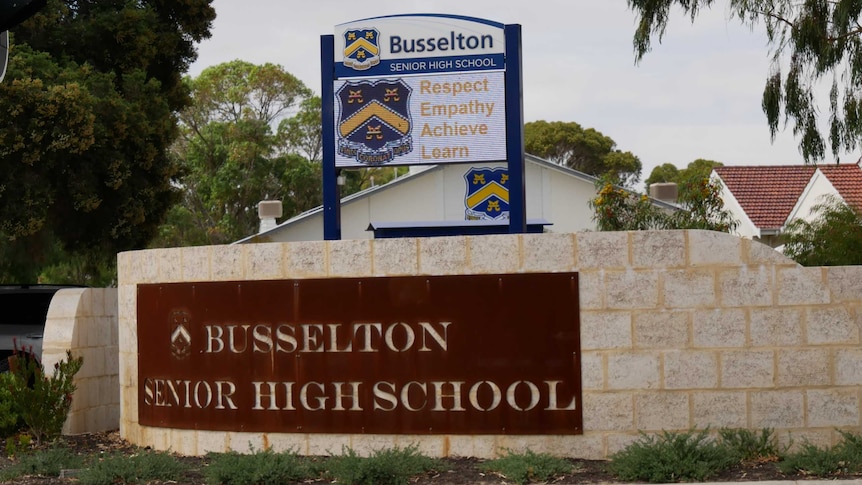 Two signs that sit out the front of Busselton Senior High School