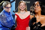 A composite picture of Elton John, Sarah Snook and Niecy Nash.