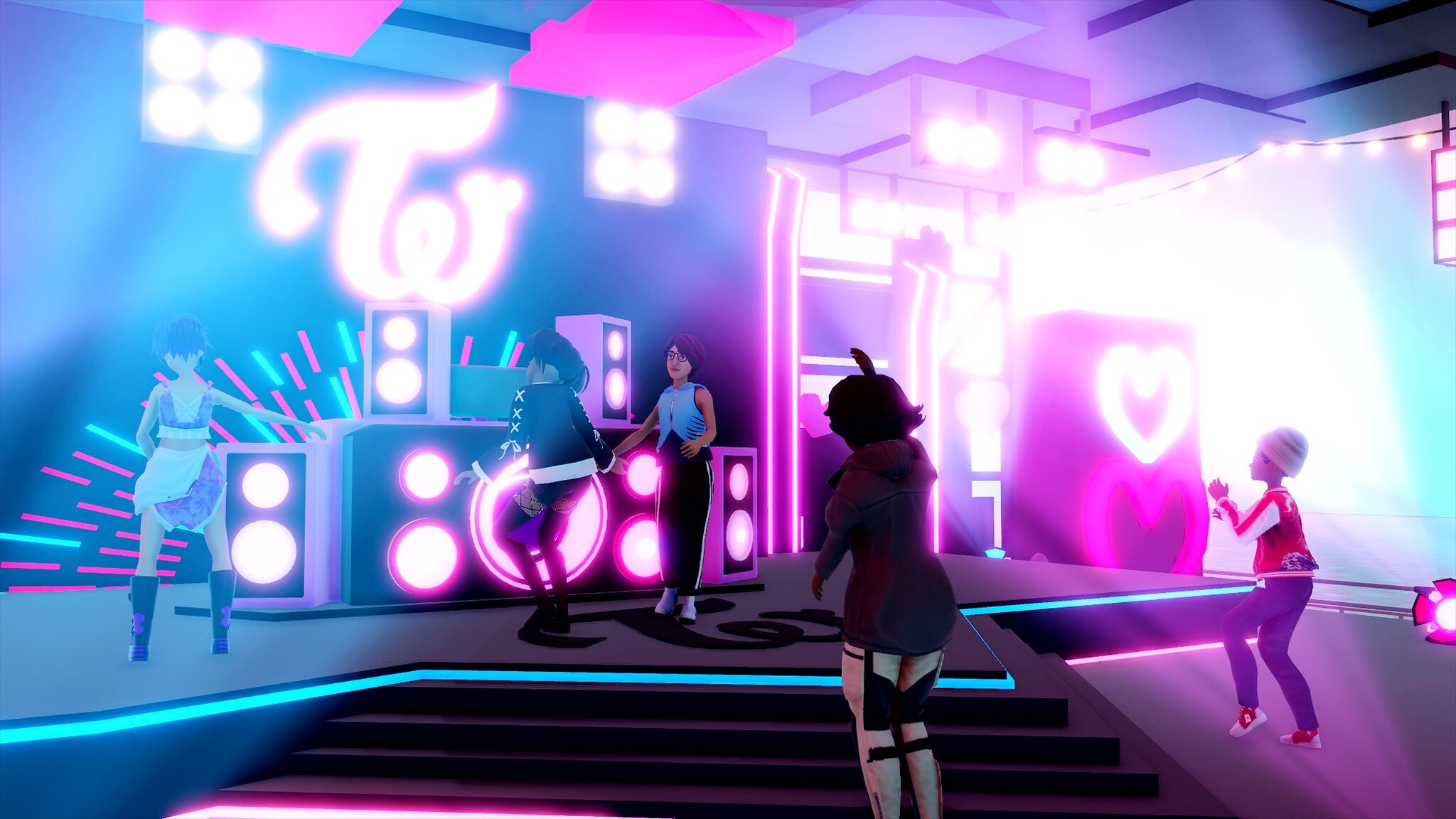 A screenshot of an electronic music concert and dance party from the video game Roblox.