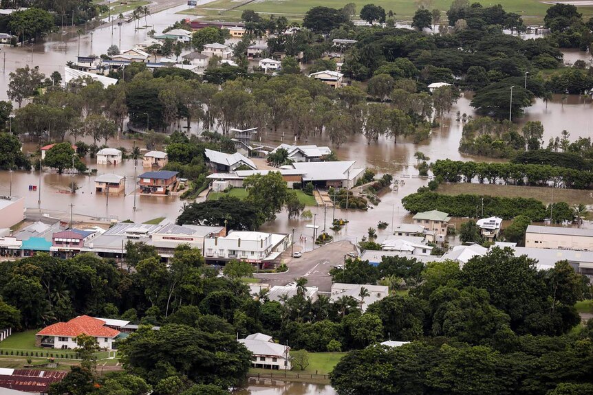Aerial photo of the flooded town of Ingham in north Queensland on March 11, 2018.