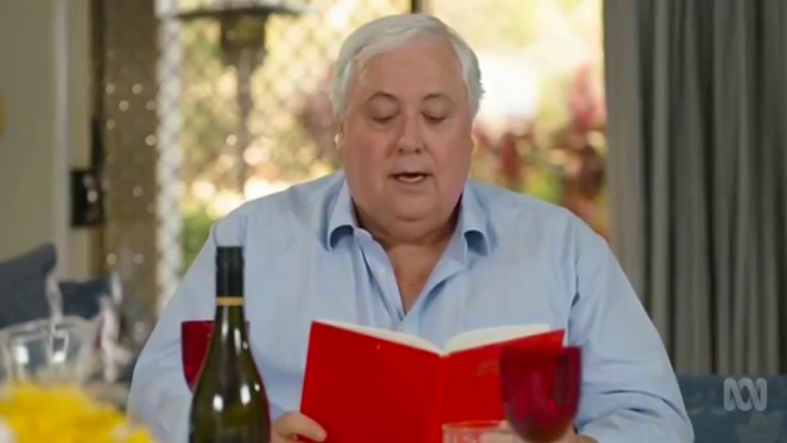 Member for Fairfax Clive Palmer reading poems from his book on ABC's Kitchen Cabinet.
