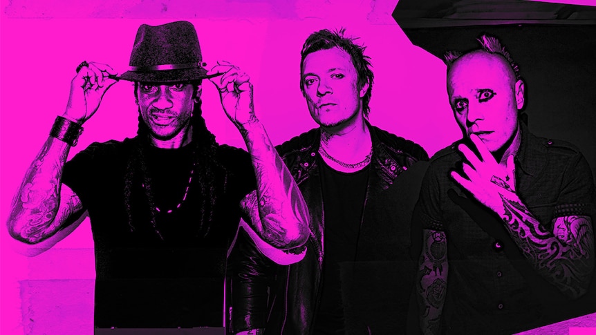 Members of The Prodigy, with pink tone over picture