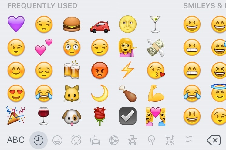 Different emoji displayed on a phone screen.