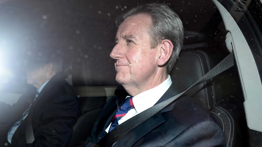Outgoing NSW Premier Barry O'Farrell leaves ICAC in Sydney.