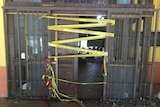 Police tape is seen at the entrance of a ranch where a firefight of armed civilians with federal forces took place