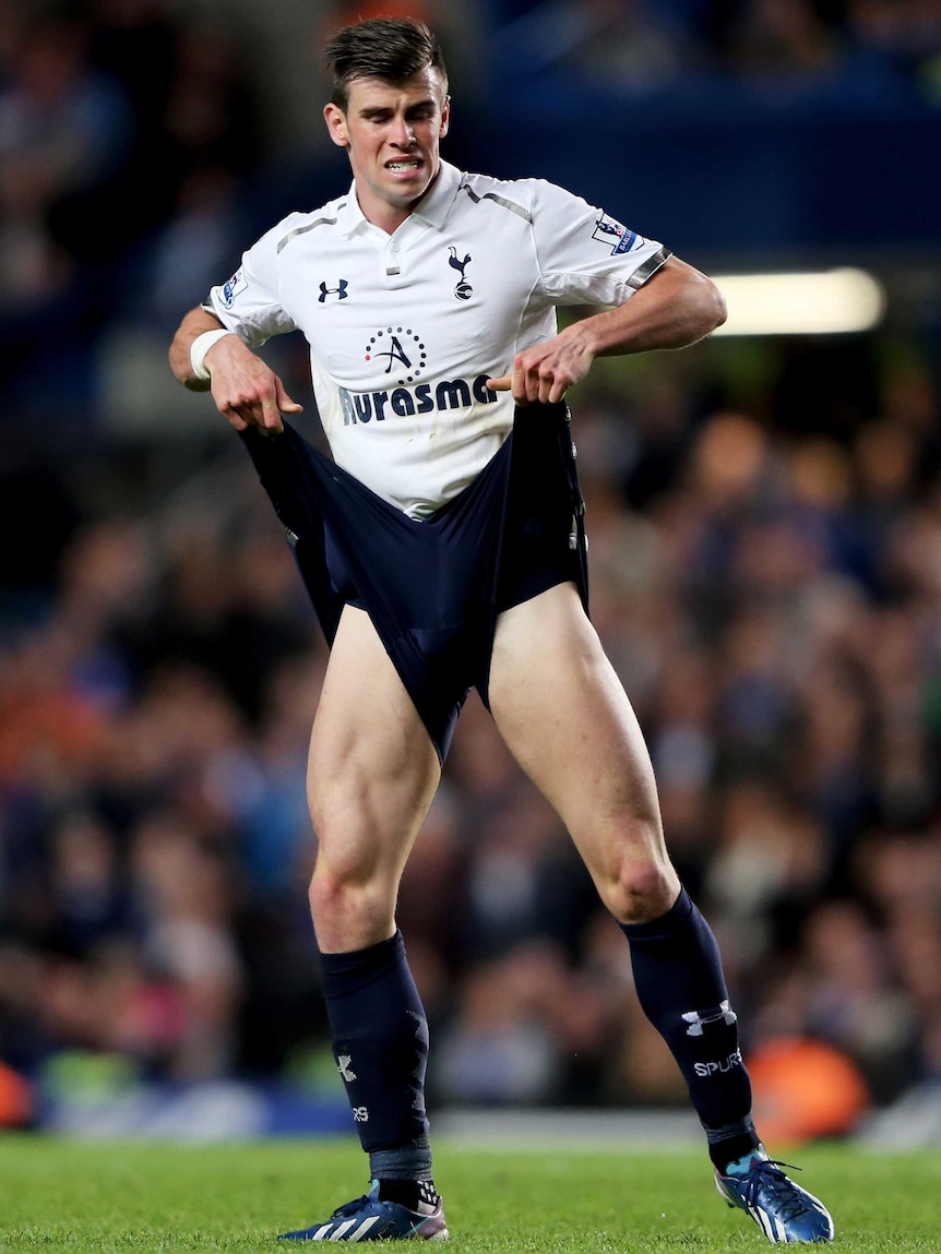 Lighter moment ... Gareth Bale reacts against Chelsea