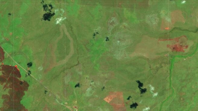 An oval shape in the top left shows Olive Station before the alleged illegal clearing in November to December 2015.