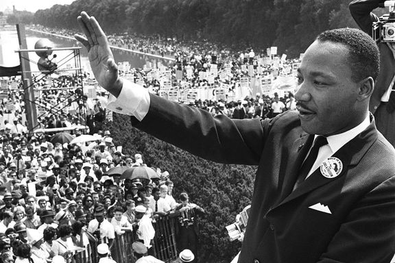 US civil rights leader Martin Luther King Jr waves to supporters in 1963