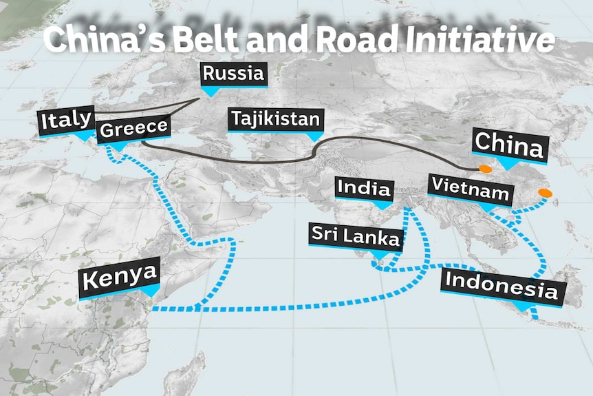 A map showing some countries which have backed China's Belt and Road Initiative.