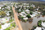 An aerial view of flooded parts of Echuca.