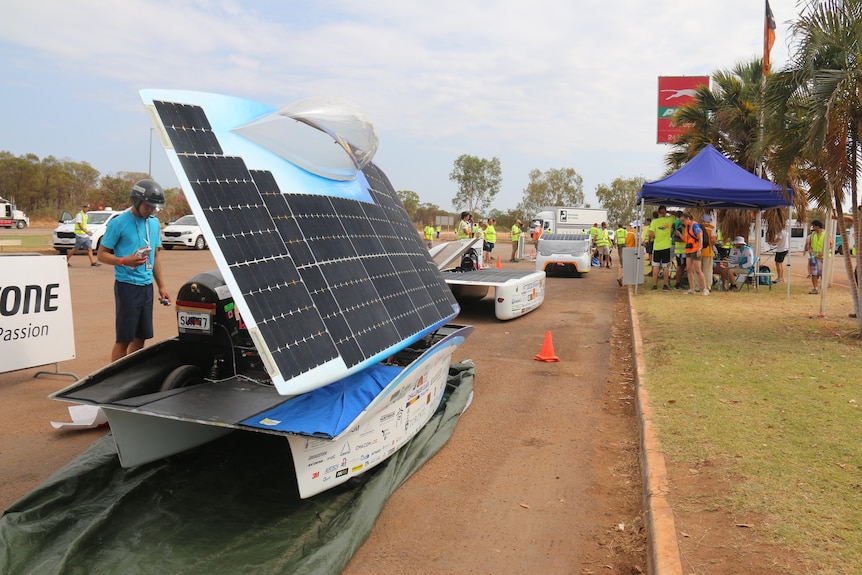 Solar car checkpoint at Daly Waters