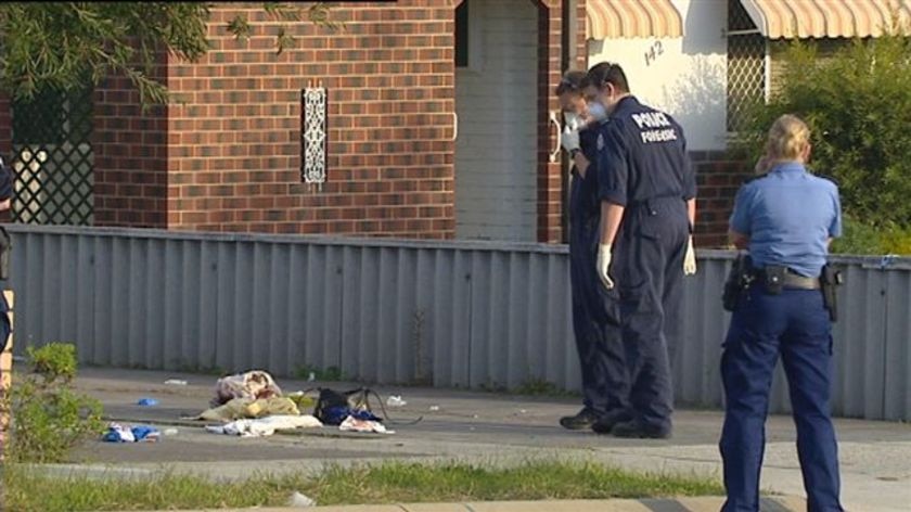 Police inspect stabbing scene at Nollamara