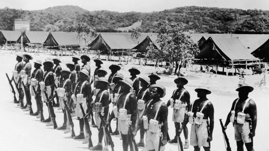 The Torres Strait Light Infantry Battalion on Thursday Island in 1945.