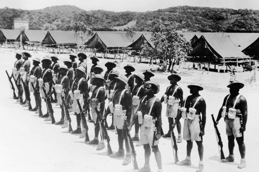 The Torres Strait Light Infantry Battalion on Thursday Island in 1945.