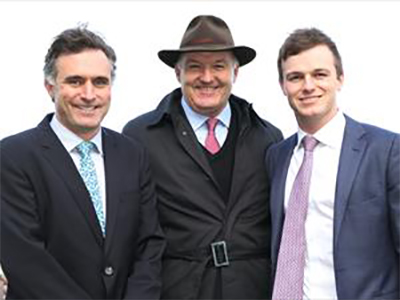 Horse trainers Tom Dabernig, David Hayes, Ben Hayes