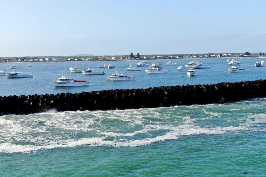 The Port MacDonnell harbour with boats