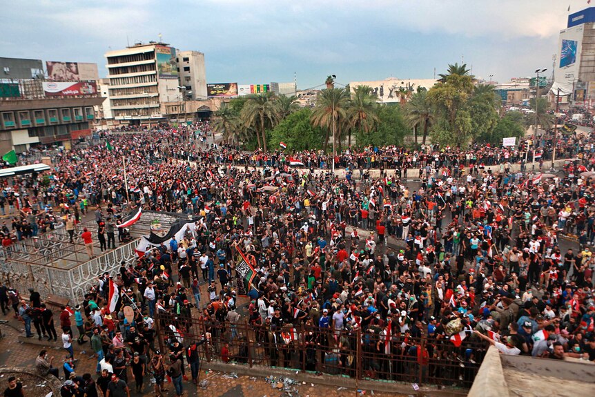 Anti-government protesters gather in Tahrir Square