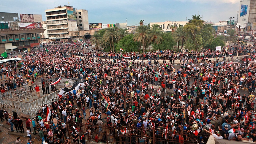 Anti-government protesters gather in Tahrir Square
