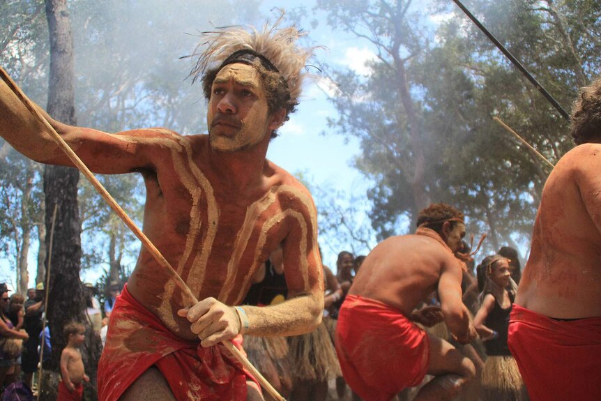 Indigenous dancers of the Butchulla people on Fraser Island in south-east Queensland on October 24, 2014.