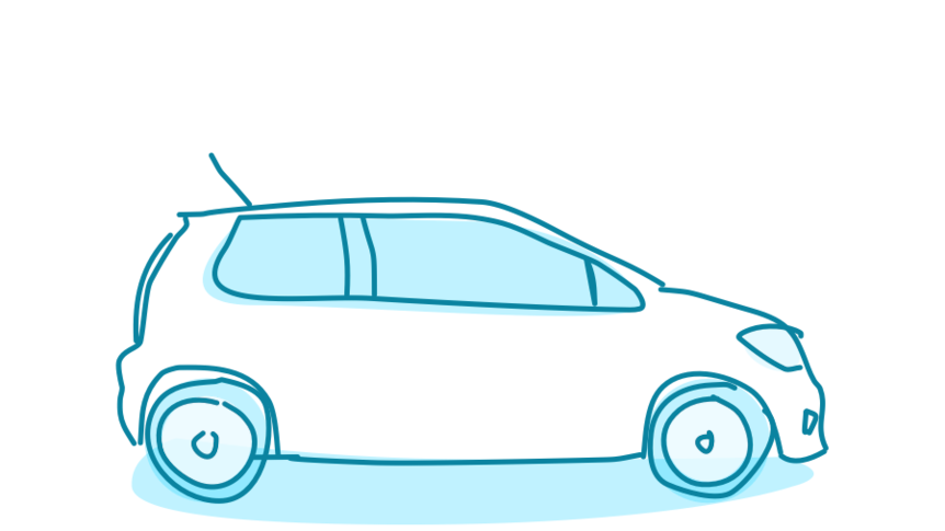 A drawing of a generic four seat car