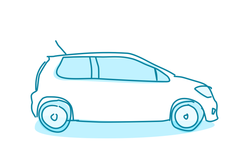 A drawing of a generic four seat car