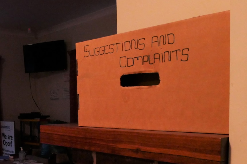 A brown cardboard box at Shalom House in Albany