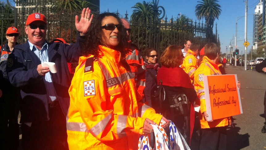 State Emergency Service workers at pay protest