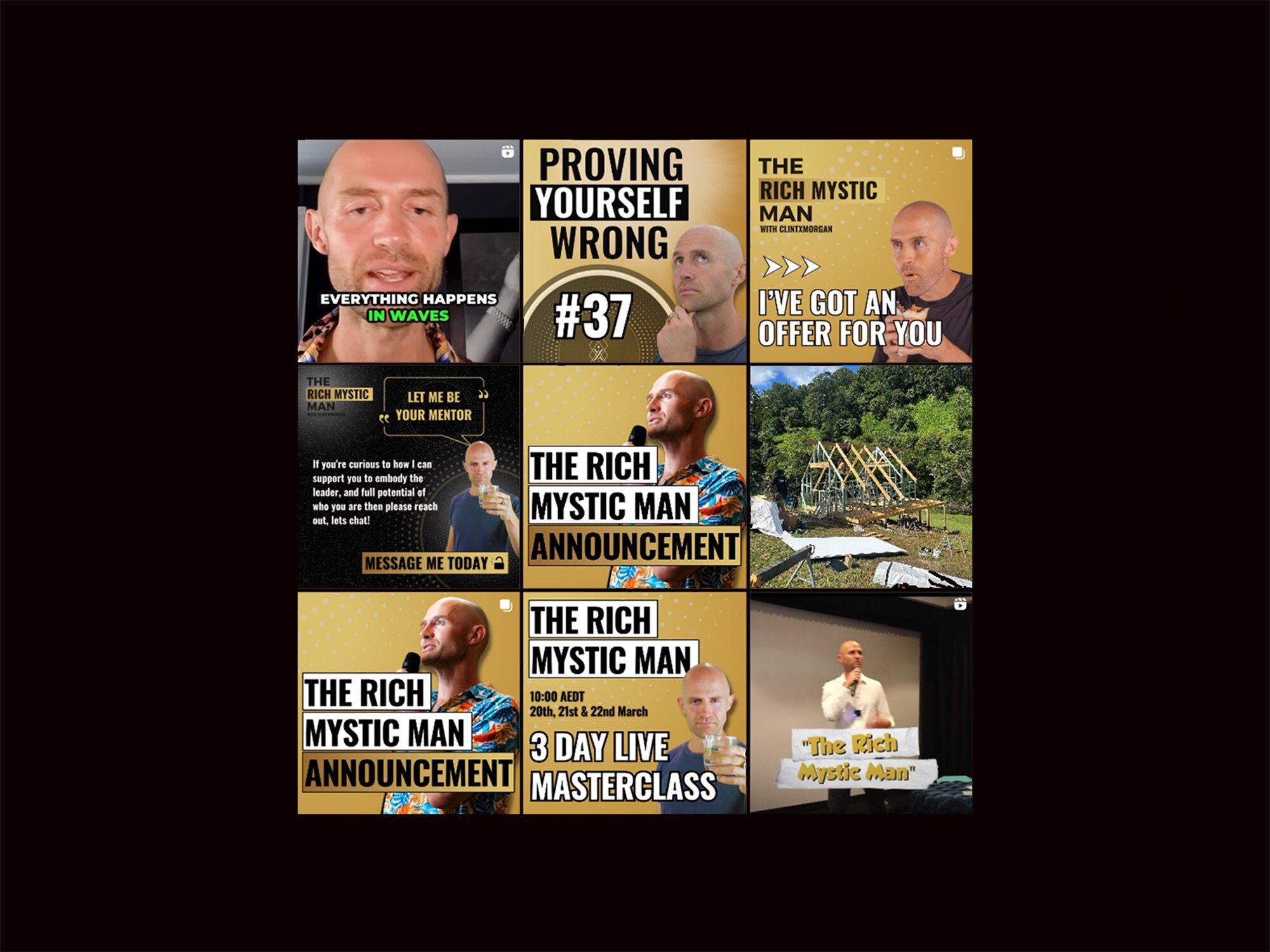 A collage of images from Clint Morgan's Instagram account.