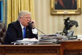 Donald Trump speaks with Malcolm Turnbull over the phone from the Oval Office