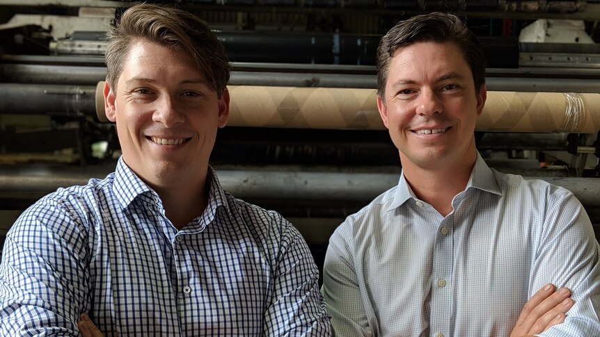 Rob and Mark trenchard standing in their factory