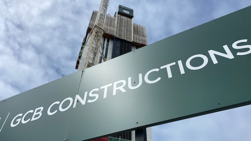 GCB Constructions signage with crane above