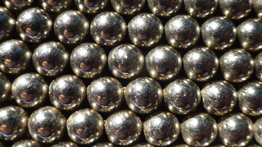 small metallic balls stuck to each other