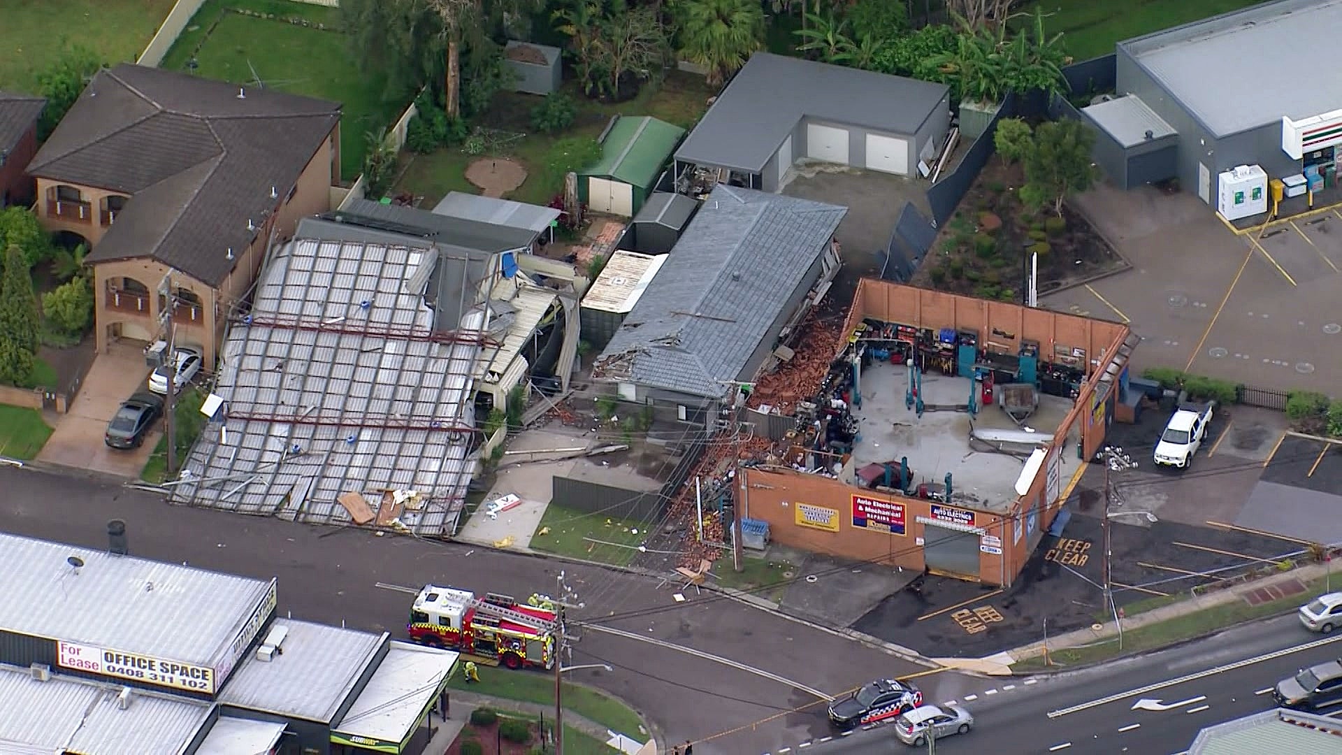 torn off roofs at wyong after a storm caused destruction