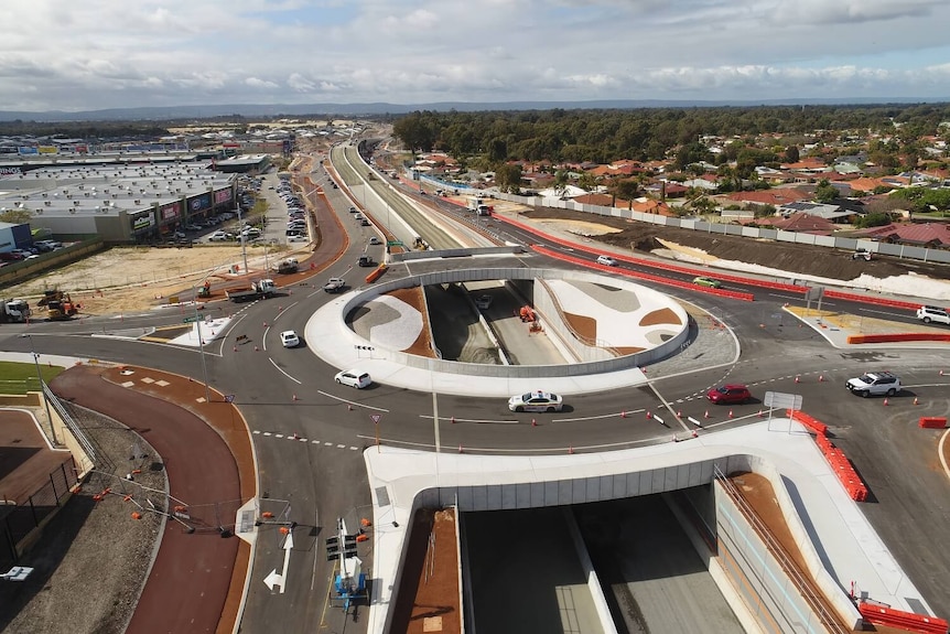 A drone shot of a road formation under construction