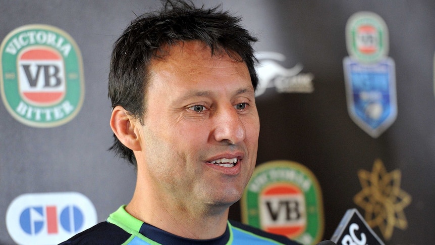 Coach Laurie Daley of New South Wales speaks during a press conference in Brisbane on June 21, 2016.