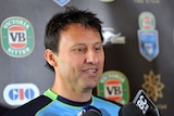 NSW coach Laurie Daley speaks to the media