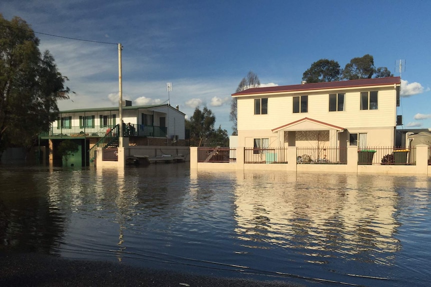 Floodwater over yards in Forbes