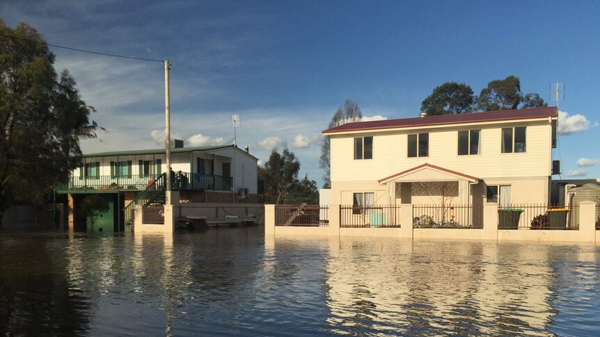 Floodwater over yards in Forbes