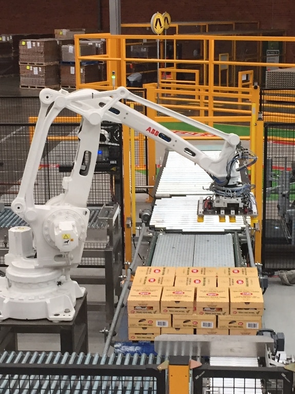 A robotic arm at work in the SPC factory.