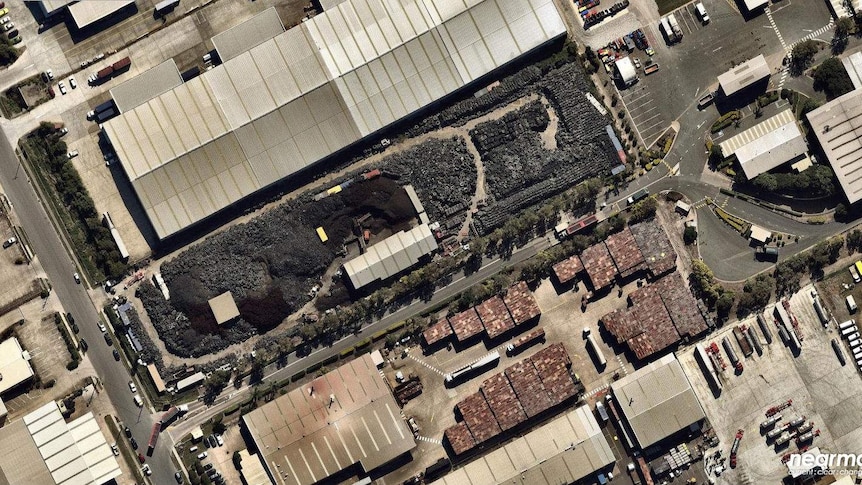 An aerial image of the Rocklea Tyremil from April 28, showing a build up of tyres.