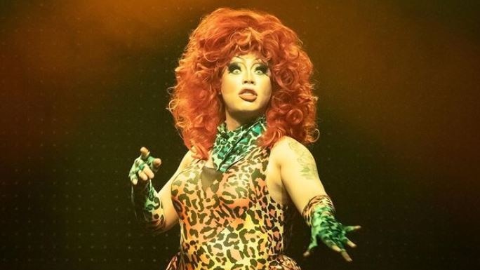 Brisbane drag queen performer Bebe Gunn on stage. 