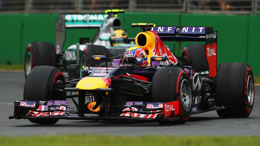 Australian Mark Webber drives during the Australian Formula One Grand Prix at Albert Park.