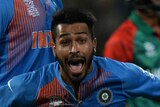 Hardik Pandya celebrates India's win over Bangladesh