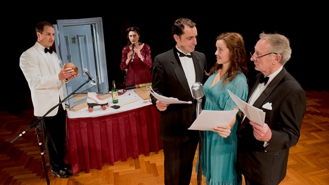 Live radio drama cast members perform Gone with the Wind