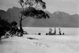 Members of the Launceston Walking Club at Lake Pedder in the 1960s.