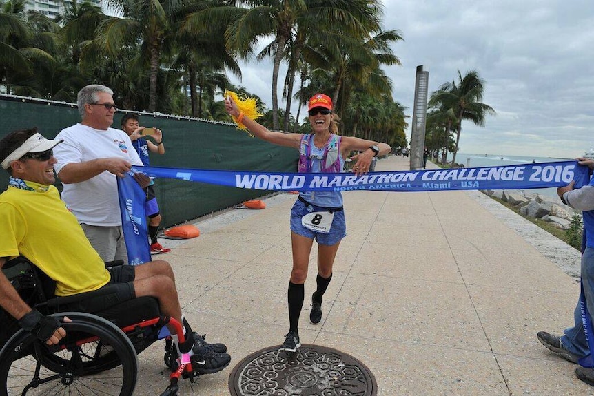 Heather Hawkins finishes marathon number three in Miami, Flordia