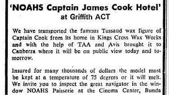 An advertisement for NOAHS Captain James Cook Hotel in the Canberra Times.