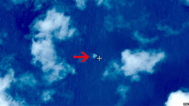 Photo showing what was originally thought to be possible debris from Malaysia Airlines flight MH370.