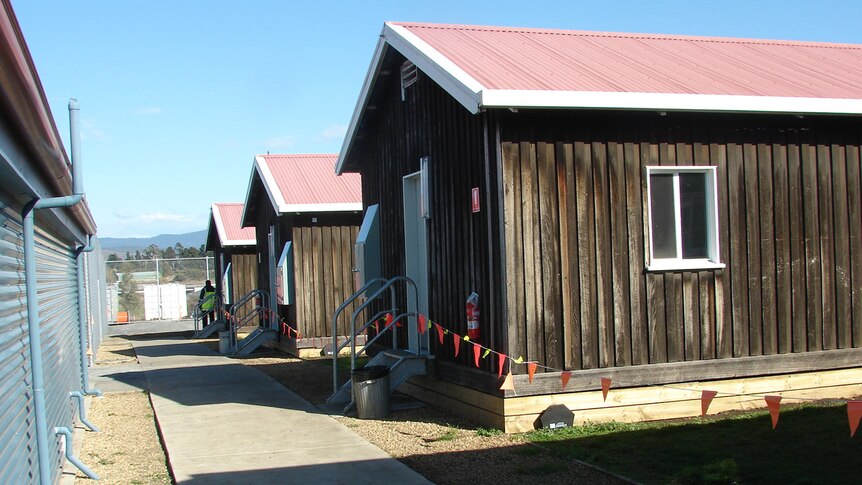 Some asylum seekers are living in huts at the temporary Pontville Detention Centre, near Hobart.