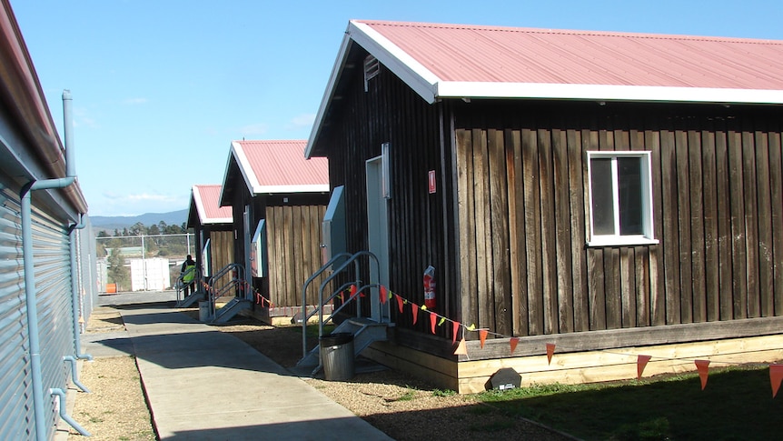 Huts at the temporary Pontville Detention Centre, near Hobart